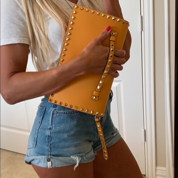 Valentino Handbags - Valentino Garavani Rockstud Clutch Orange Yellow
